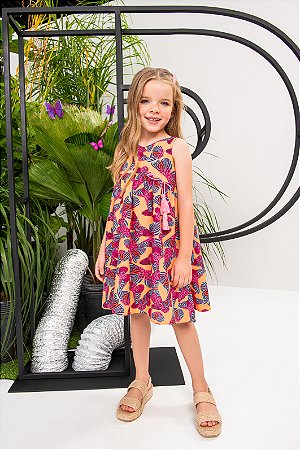Vestido em Olimpya Borboprint