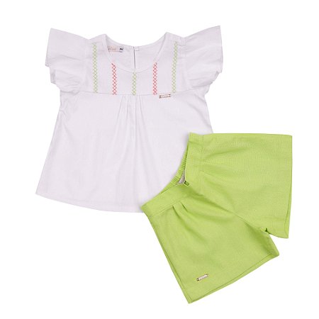 Conjunto Infantil Bata Maria com Short Linho