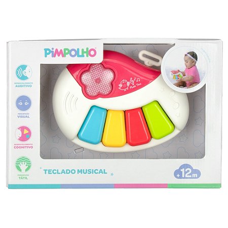 Teclado musical infantil rosa