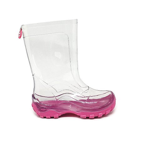 Galocha Infantil KidSplash Transparente com Solado Pink – Meninas