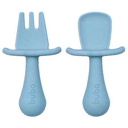 Kit Talheres Silicone Azul