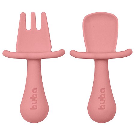 Kit Talheres Silicone Rosa