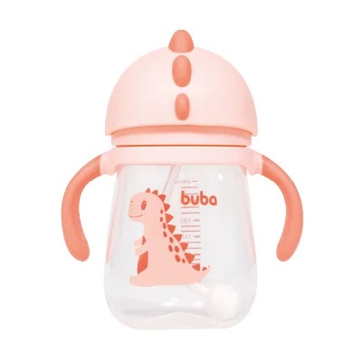 Copo Infantil com Válvula Anticólica Dino Rosa