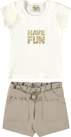 Conjunto em Malha Canelada/Sarja Confort Have Fun