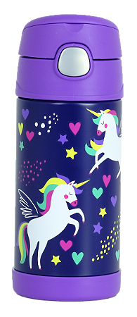 Garrafa Térmica Infantil Funtainer F401 Unicórnio Alado Thermos - 355ml