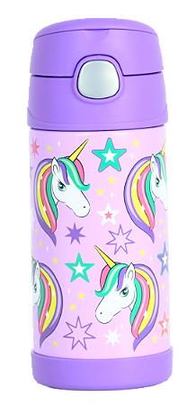Garrafa Térmica Infantil Funtainer F401 Unicórnio Brilhante Thermos - 355ml