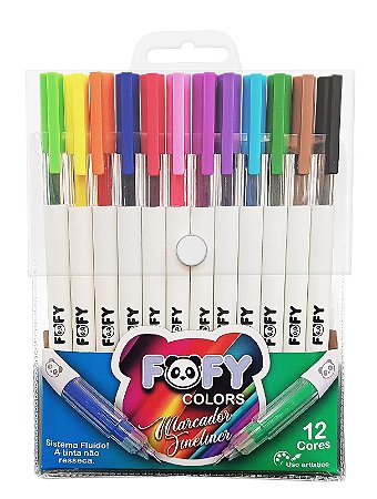 Caneta Marcador Fineliner 12 cores - Fofy