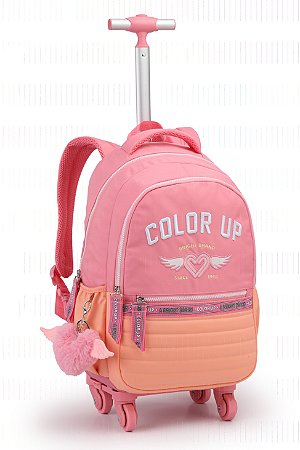 Mochila Color Up Com Rodas - Flamingo