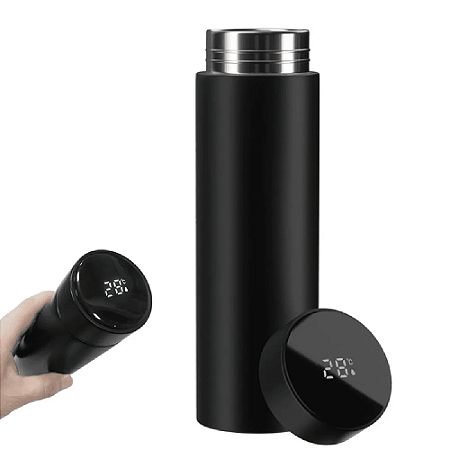 Garrafa Térmica em Aço Inox com Termômetro Digital Led - 500ml - PRATA