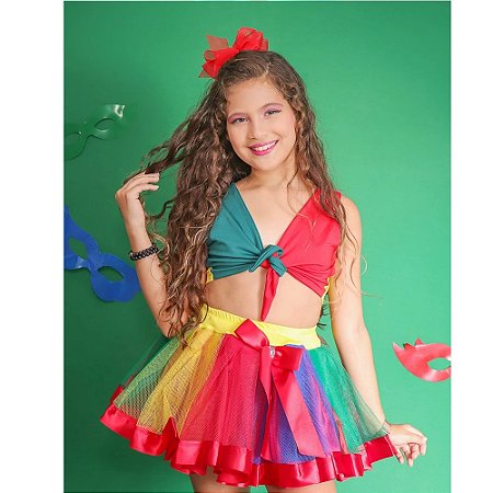 Fantasia Infantil Menina Frevo Passista Carnaval