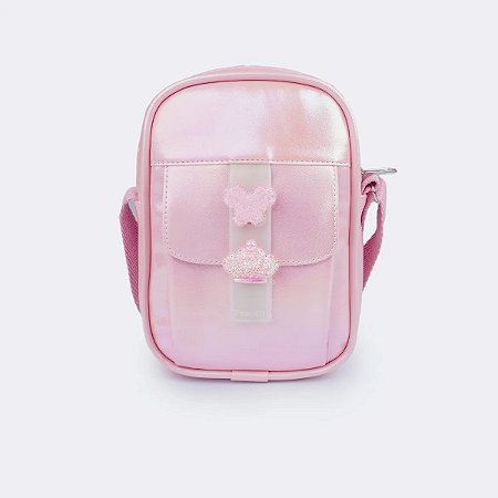 Bolsa Infantil Feminina com Pin Rosa Holográfico Pampili
