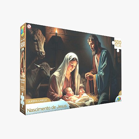 Jogo Quebra-Cabeça Nascimento de Jesus 500 Peças- GGB Brinquedos