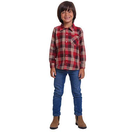 Camisa Infantil Xadrez Masculina Vermelha - Festa Junina
