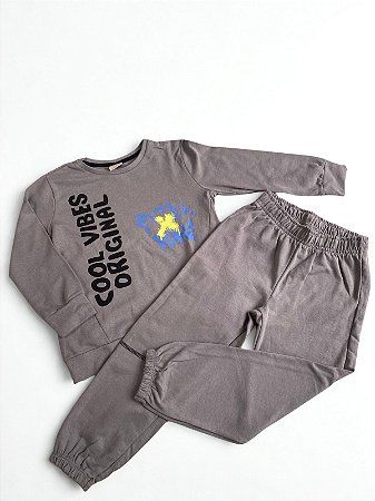 Conjunto de Moletom Infantil Cool Vibes Cinza