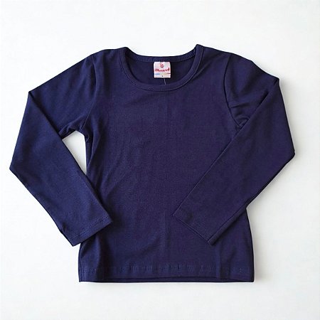 Blusa Infantil Menina em Cotton Básicos Azul Marinho - Brandili