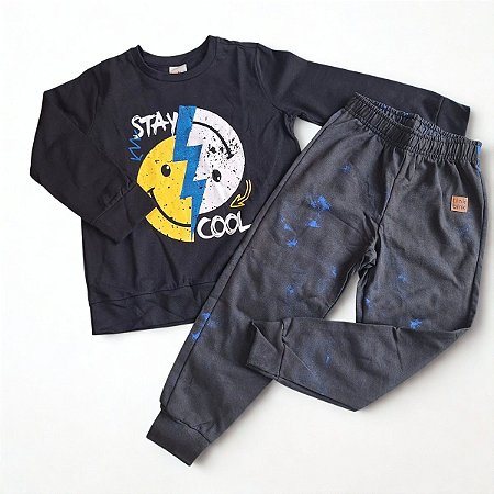 Conjunto de Moletom Infantil Stay Cool Preto