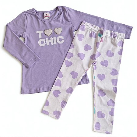 Conjunto Infantil Menina Corações Lilás
