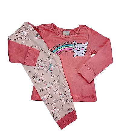 Pijama Infantil Menina Dreams Happen Rosa - Tink Bink