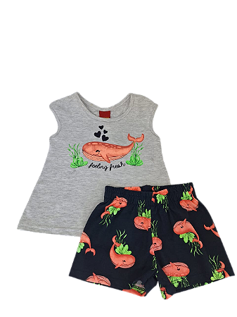 Conjunto Infantil Menina Feeling Fresh Cinza - Kyly