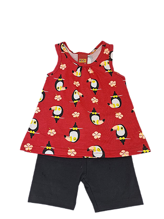 Conjunto Infantil Menina Tucaninho Vermelho - Kyly