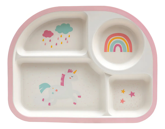 Prato Com Divisórias Magic Unicórnio - Buba