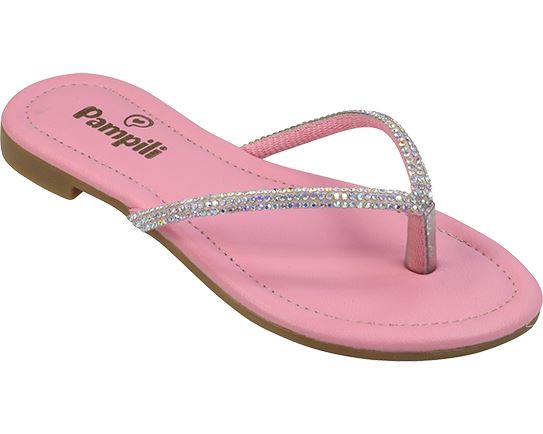 Sandália Rasteira Infantil Pampili Iris Strass Rosa