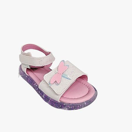 Sandália de Led Infantil Pampili Lulli Libélula Branco