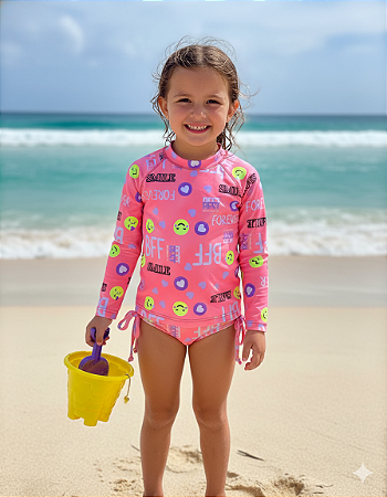 Camiseta e Calcinha Smile Rosa - AleKids