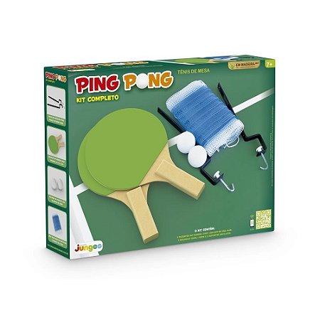 Kit 2 Raquetes 2 Bolas e Rede Ping Pong - Junges