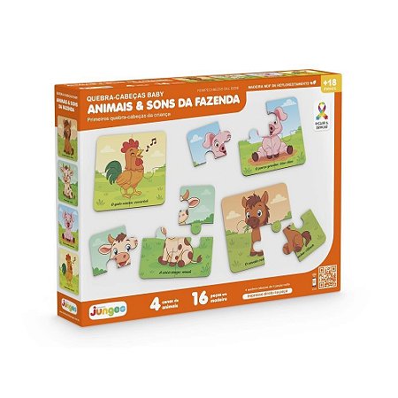 Quebra-Cabeça Animais e Sons da Fazenda - Junges