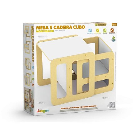 Conjunto Infantil Mesa e Cadeira Cubo Montessori - Junges