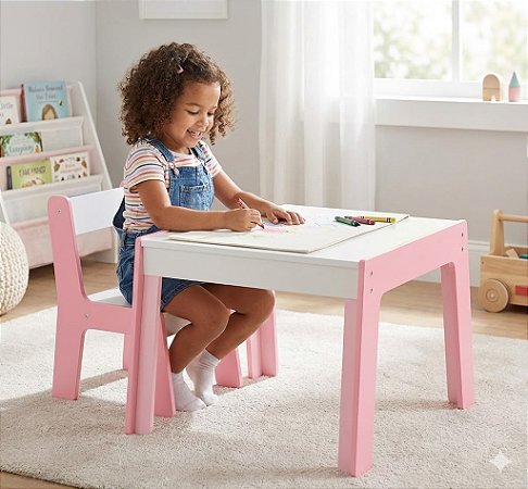 Conjunto Mesa e Cadeira Jungee - Rosa