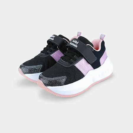 Tênis de Rodinhas Bibi Skatenis Preto com Lilás c/ Glitter