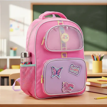 Mochila Escolar Seanite – Azul Gamer ou Rosa Borboleta