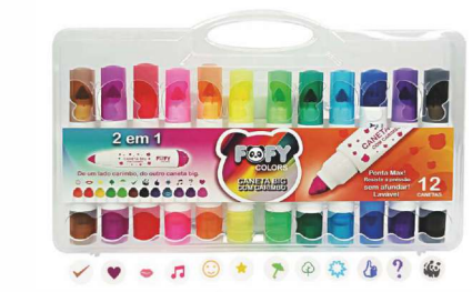 Caneta Hidrográfica Big com Carimbo 12 cores - Fofy