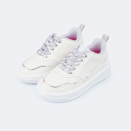 Tênis Infantil Feminino Up Customize Branco Prata