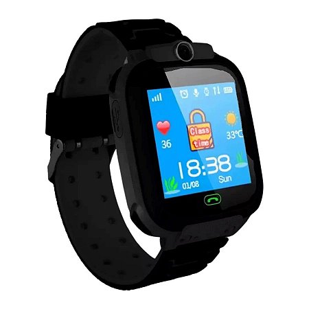 Relógio SmartWatch Infantil Com Rastreador GPS Chip e Câmera - Preto
