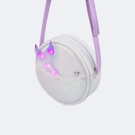 Bolsas de Led Infantil Feminina com Cauda de Sereia Branca Pampili