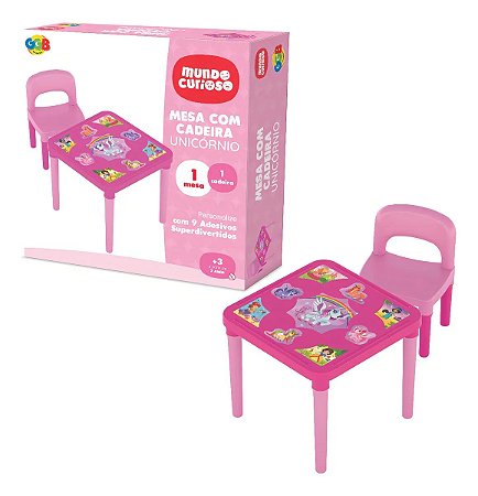 Mesinha Com Cadeira Infantil Unicórnio Atividade Educativa