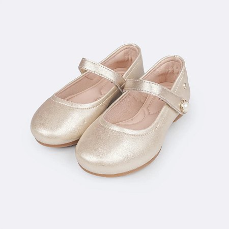 Sapatilha Infantil Pampili Angel Tira Superior Pérola Dourada