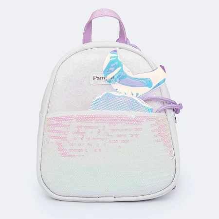 Mochila Infantil Pampili Cauda de Sereia Branca Lilás