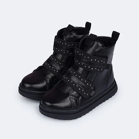 Bota Coturno  Pampili Flora com Tachas Preta
