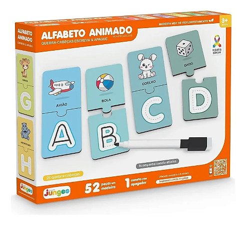Quebra-cabeças Alfabeto Animado Escreva E Apague - Junges