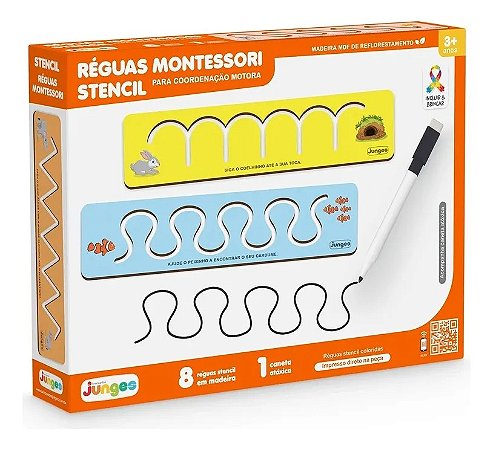 Régua Montessori Motora Sensorial  Stencil - Junges