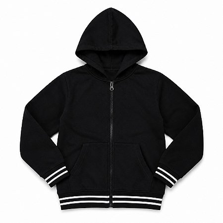 Casaco Moletom Flanelado Brandili Menino Preto Zíper Capuz