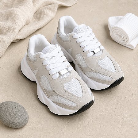 Tênis Infantil Molekinha Off White Camurça Cinza