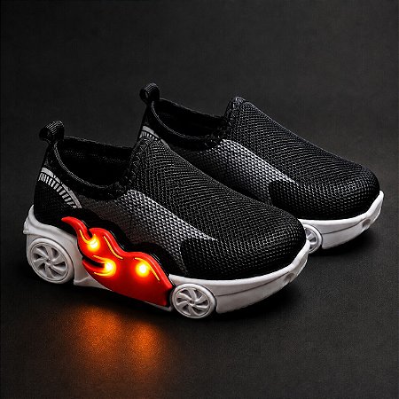 Tênis Infantil Molekinho Veloz Com Led Preto e Cinza