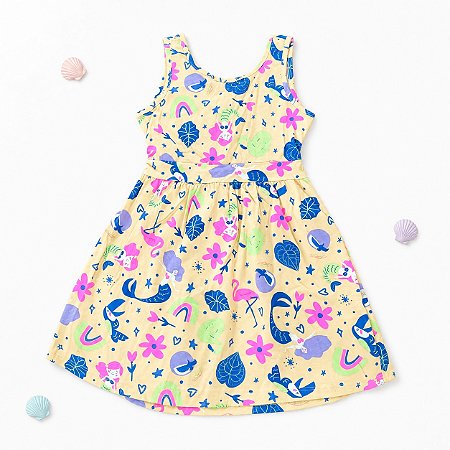 Vestido Tink Bink - Estampa Sereia com Recorte nas Costas