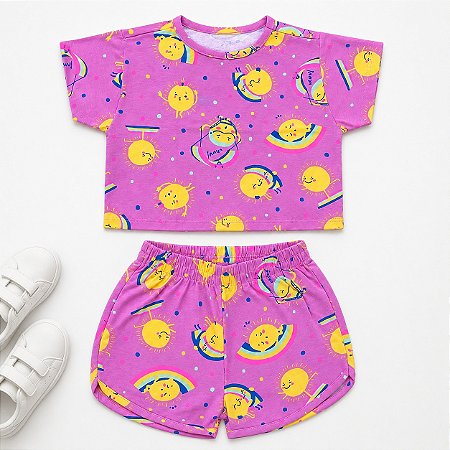 Conjunto Tink Bink — Blusa e Short Estampa Sol Rosa