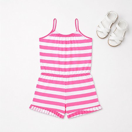 Macaquinho Tink Bink  — Listrado Rosa Neon